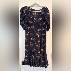 Ralph Lauren Dark Blue Floral Short Sleeve Dress